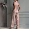 Women Two-piece Women's Summer 2 Piece Business Work Outfits Sleeveless Button Slim Fit Suit Down Vest And Wide Leg Pants Matching Set Clothing