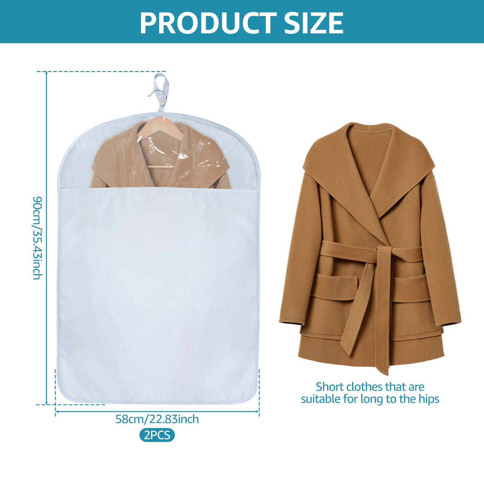 

Dust proof Garment Protector Cover Bag Hanging Garment Bag with Side Opening Zipper Moisture Proof Vacuum Bag for Coat Jacket 2pcs