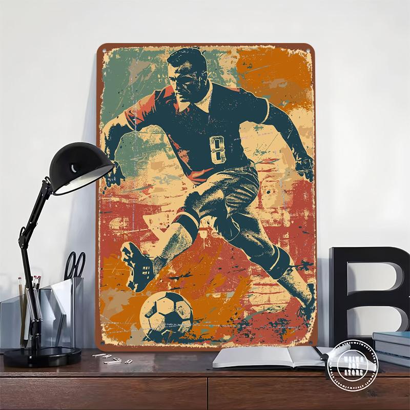 Vintage Soccer Player Tin Plaque Poster Customized Wall Art Retro Vintage Metal Signs for Room Luxury Home Decor Items Wand Deko
