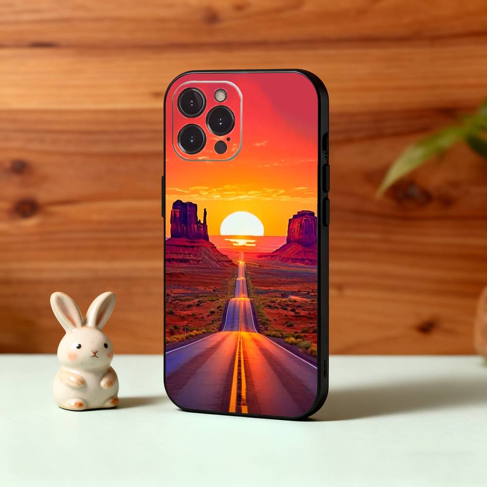 P-Picturesque S-Sunset Phone Case For iPhone17,16,15,14,13,12Plus,Pro Max,XS,5G Soft Silicone Black Cover