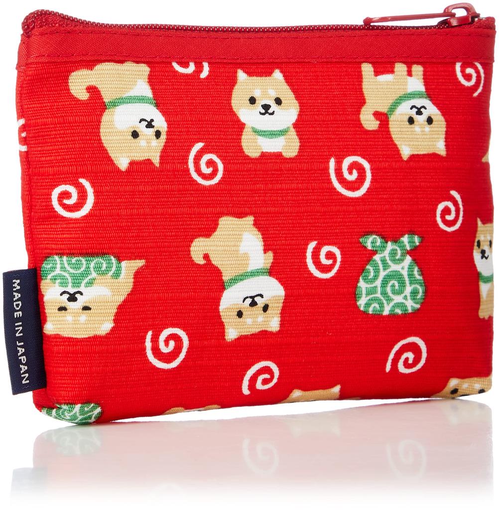 Maeda Senko Wabunbiyori Errand Zippered Card 117716 Mameshiba's Case, Red,