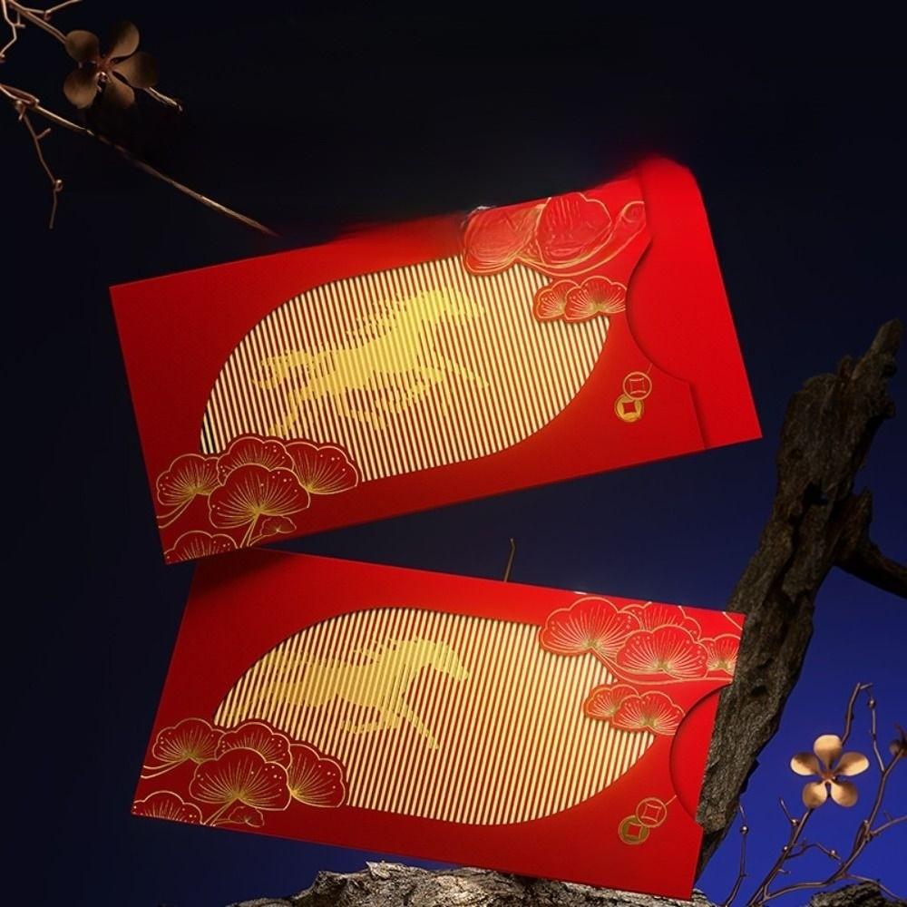 2PCS Lucky Red Envelopes Chinese Style New Year Blessing Cash Gift Envelopes Gold Foil Design New Year Red Packets
