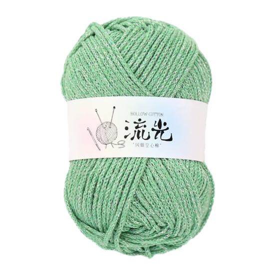 1.5MM Glitter Hollow Cotton Yarn Soft Thick Crocheting Knitting Yarn Handmade Crafts Pure Color Crochet Thread Skeins Beginners Knitting Lovers Gift