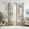 2pcs Gold Floral Crystal Print Curtains – Elegant White and Gold Blossom Design for Living Room Bedroom Office Kitchen and More