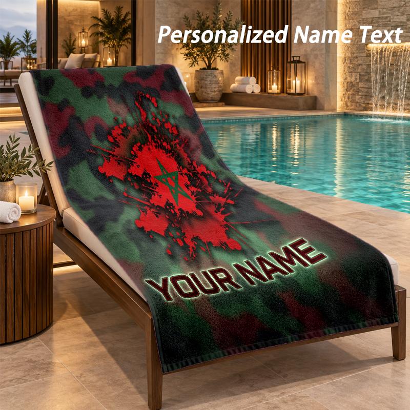 Custom Text Morocco Football Print Beach Towel Large Towel For Home Bathroom Beach