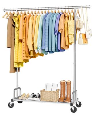 Sakugi Clothes Hanger Single Slim Large with Casters for Easy for Laundry 116cm X 43cm X 150cm Silver Rack, Rod, & Sturdy, Capacity, Movement,