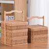 Antique-Style 2-Tier Bamboo Snack Basket with Handle