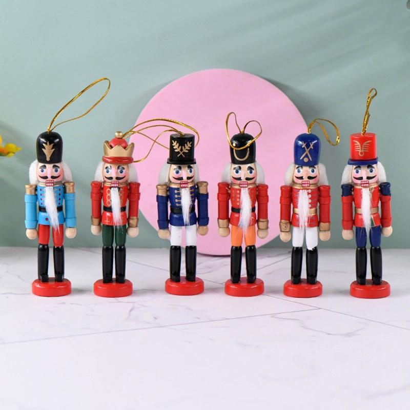 Nutcrackers Hanging Ornament Figures Christmas Mini Wooden King Soldier Puppet