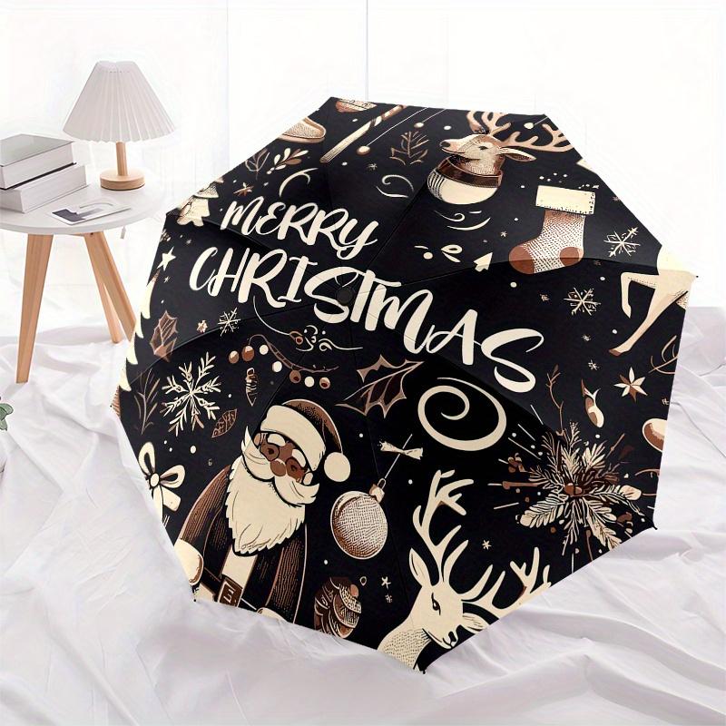 Frohe Weihnachten Regenschirm, Tragbarer 3-Fach Kompakter Regenschirm, Weihnachtsgeschenk ES419