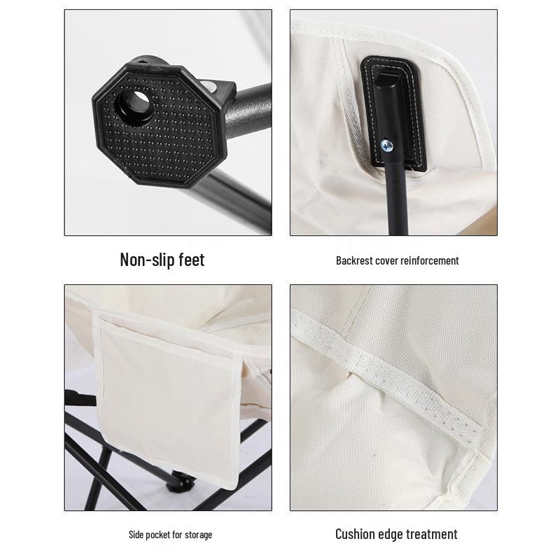Portable Folding Camping Chair with Storage for Outdoor Beach and Fishing