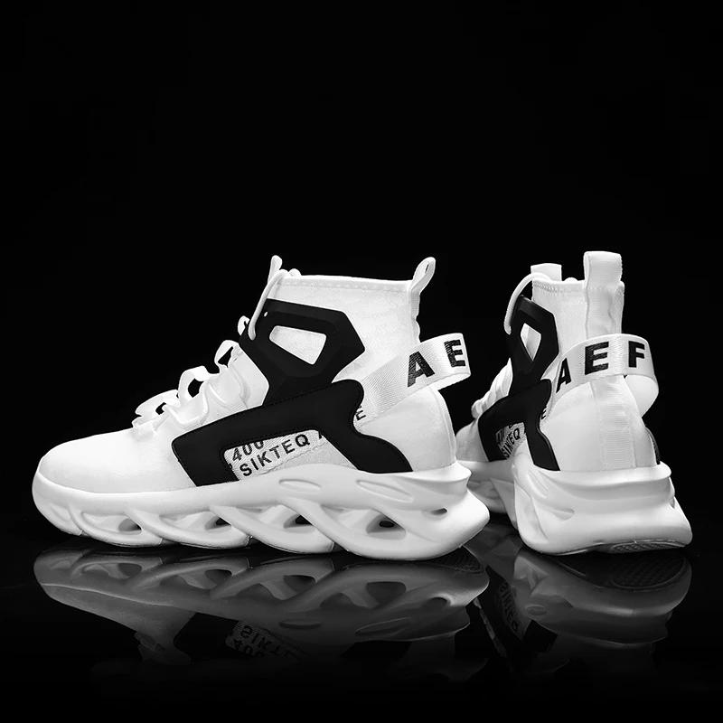 High Top Fashion Shoes for Men Comfortable Cushioning Lightweight Running Shoes Breathable Fabric Running Thick Soled Shoes
