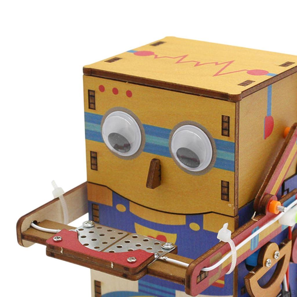 Wood Science Project Model Set 3D Puzzle Building Robot Coins Savings Bank Funny Teaching Tools for
