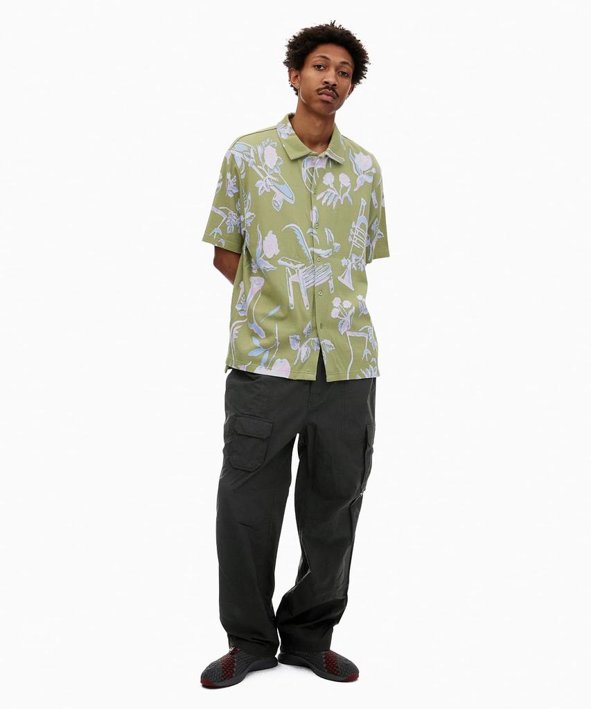 THISISNEVERTHAT Object Jacquard Button Up Top Green