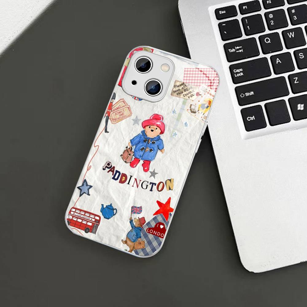 Cute P-Paddingtons Bear For IPhone 14 13 12 Mini 11 Pro XS Max X XR 14 Plus Tempered Glass Cover
