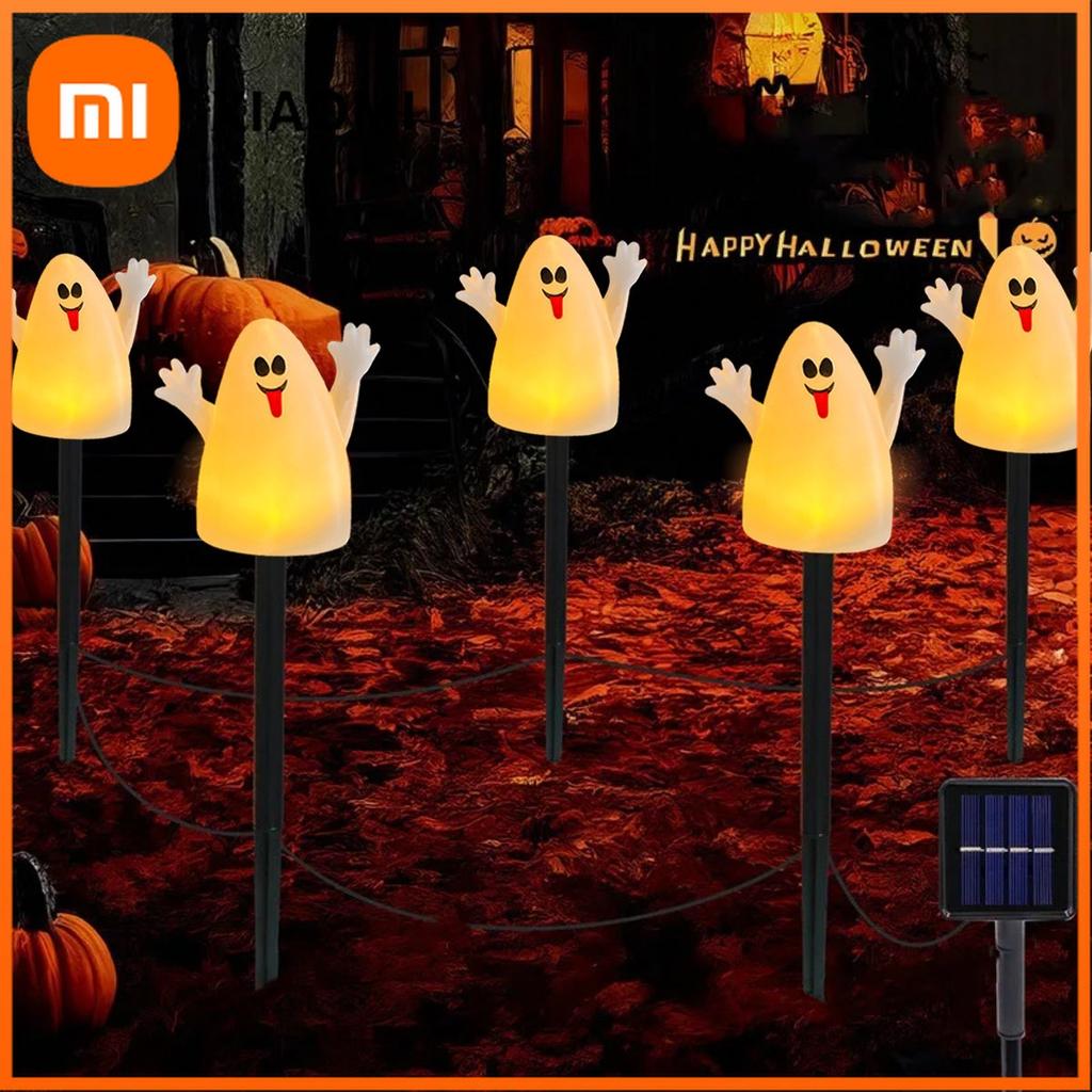 Xiaomi 5pcs/set Pumpkin or Ghost Solar Powered Halloween Spooky Landscape Light With 8 Lighting Modes For Home Garden Yard Patio Decor