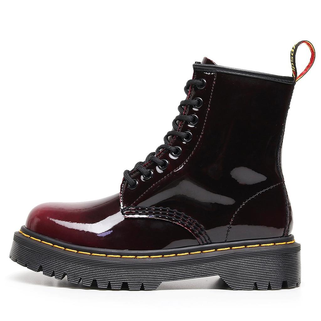 High-top color-changing red locomotive boots women's and men's classic retro British style tooling short boots leather round head