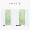 2025 Summer Pleated Tassel A-line Midi Skirt – High Waist Commute Design for Women