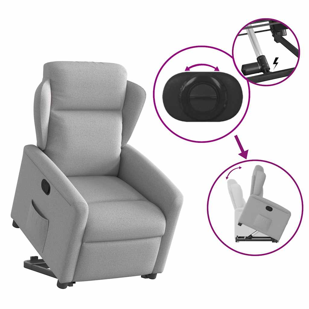 Recliner with Rising Aid Cloud Grey Fabric