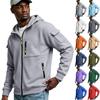 Herren Kapuzenpullover mit Reißverschluss und vielen Taschen, Lässige Jacke für Outdoor-Sportarten