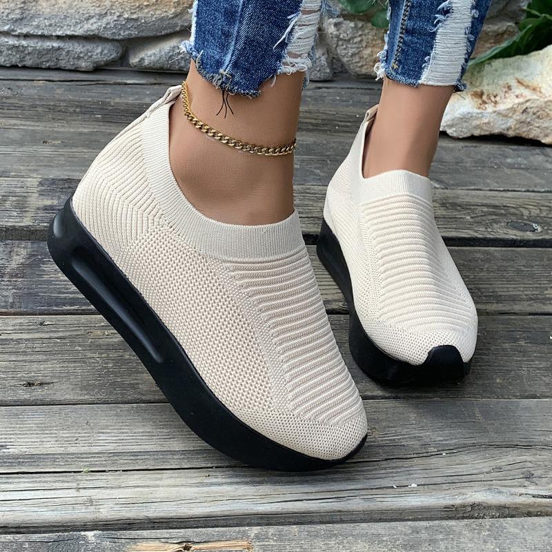 One-pedal shoes women's new fly-woven sneakers mesh breathable lazy thick-soled large-size women's shoes