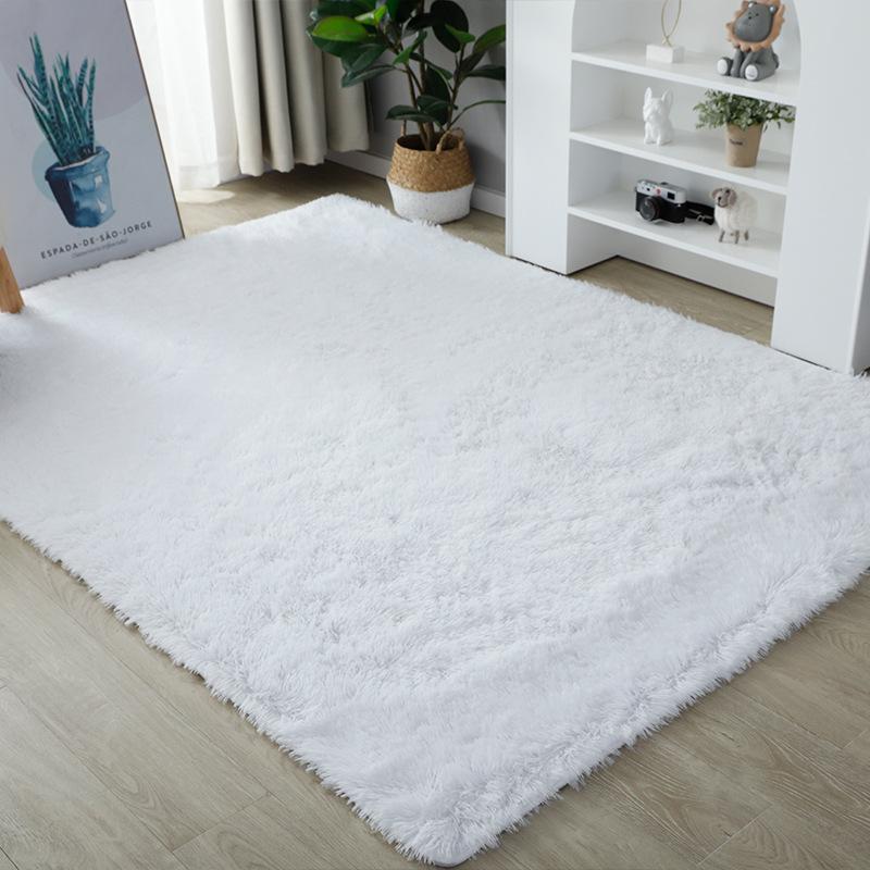 

Однотонный шелково-шерстяной ковер тай-дай, плюшевый ковер для гостиной, спальни, популярный в сети, прикроватный коврик, напольный коврик, подушка, для дома 40*40CM белый