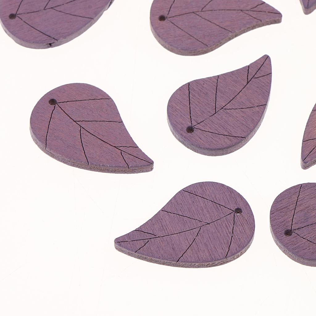 20 peças boêmio formato de folha folhas de madeira pingente contas artesanais bege