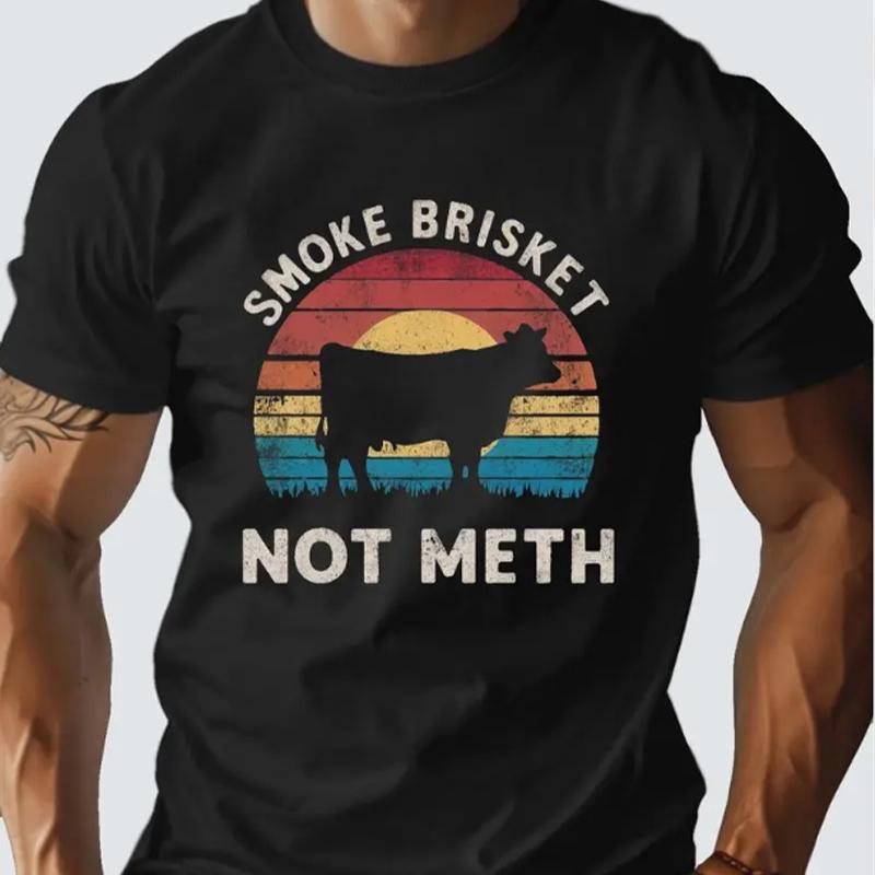 New Summer Men's Fashion T-shirt Personality Rainbow Bull Printed Men's T-shirt Top