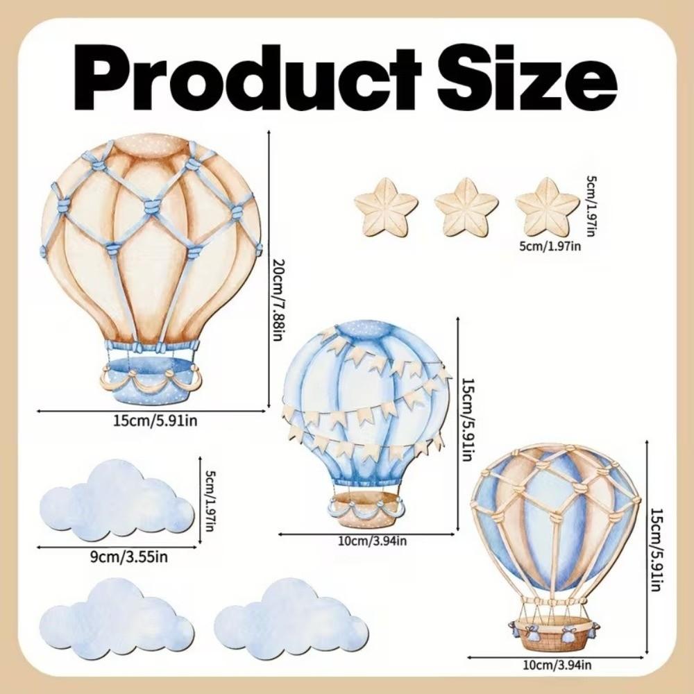 9PCS/SET Watercolor Hot Air Balloon Wall Decor Cartoon Nursery Wall Art Sticker Baby Room
