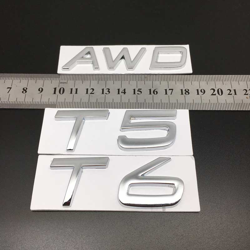 3D Car Styling Metal Sticker T5 T6 AWD Tail Emblem Badge Rear Decal Logo for Volvo XC60 XC90 S60 S80 S60L V40 V60 Accessories