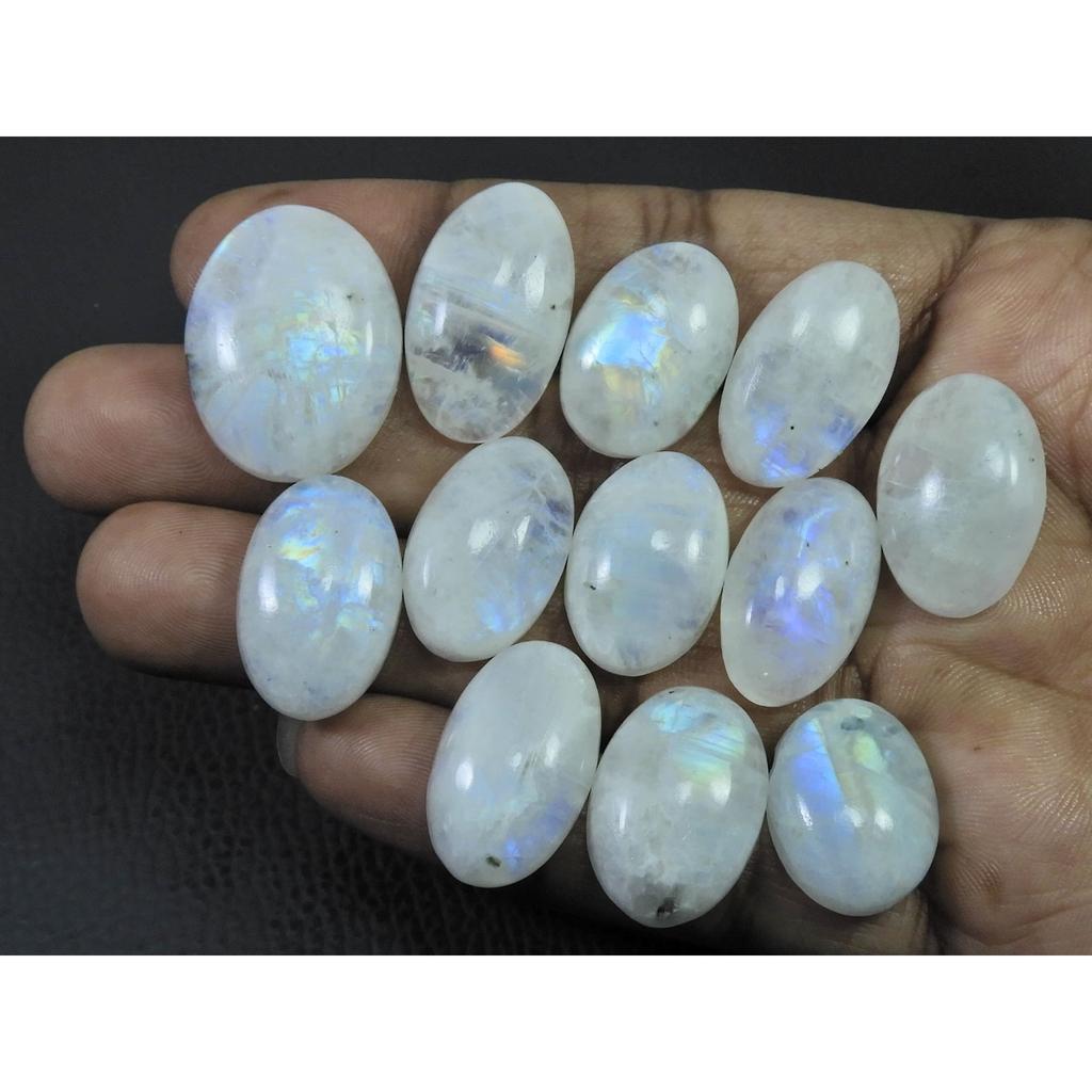 22-26MM Natural Rainbow Moonstone Oval Cabochon Loose Gemstone 12Pcs Lot C-522