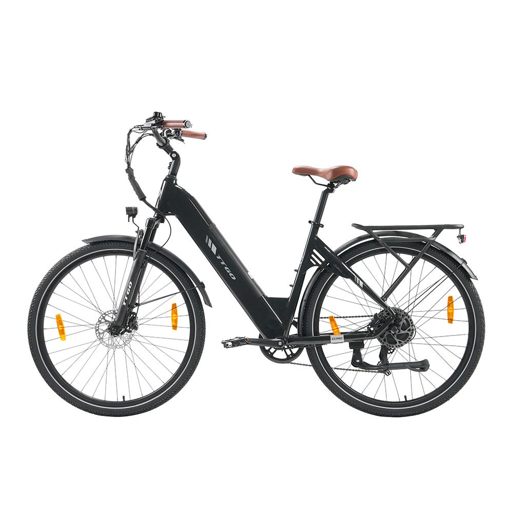 TTGO C3PRO weiß/schwarz/grün/rot 250W Motor, 36V 20AH Akku, 28*2,0 Zoll Reifen, 7-Gang Stadtelektrofahrrad schwarz