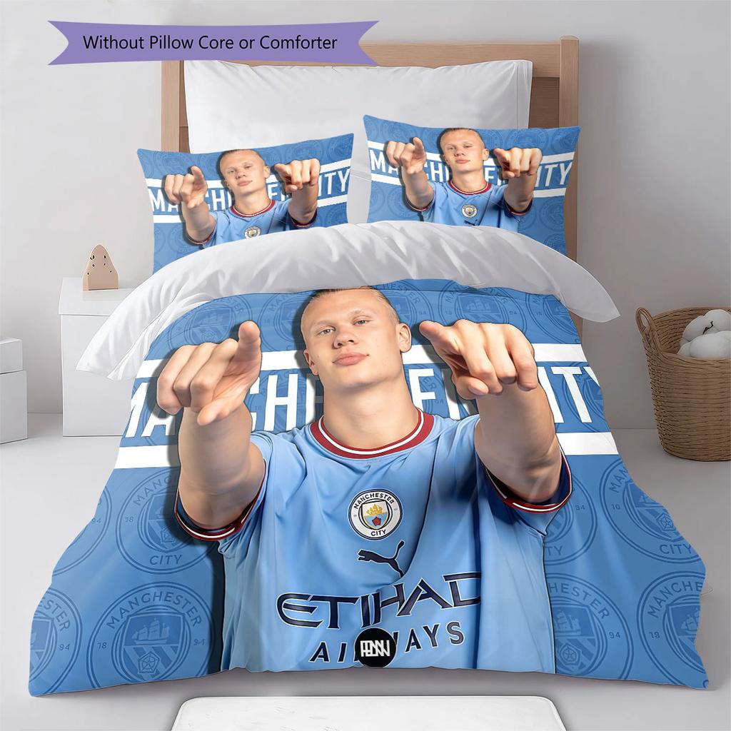 Erling Haaland Icon Bedding Quilt Set Quilt Cover Pillowcase Home Decoration Birthday Gift (1 * duvet cover + 2 * pillowcase, without core)
