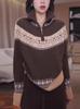 Nordic Retro Jacquard Wool Women's Half-Zip High-Neck Sweater