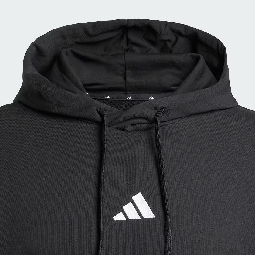 Adidas Essentials Feelcozy French Terry Hoodie Black/White Men Streetwear JE3849