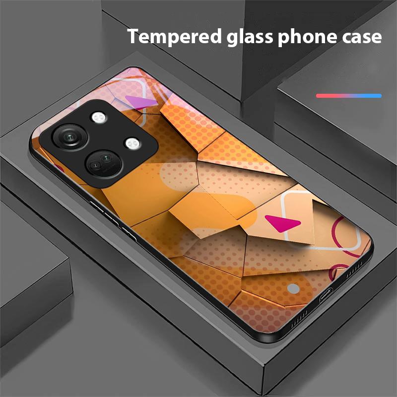 Geometrisches Muster für OnePlus Nord 3 5 6T 7 Pro 8 12 10T Reno8 Lite 5G 10R Nord N30 Hartschale Tempered Glass Handyhülle Schwarz