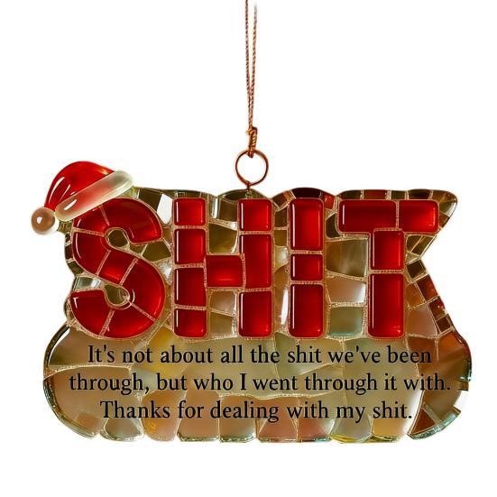 Yousheng Funny Friendship Christmas Ornament Letter Charm Humorous Friend Pendant with Hanging Cord Holiday Decor