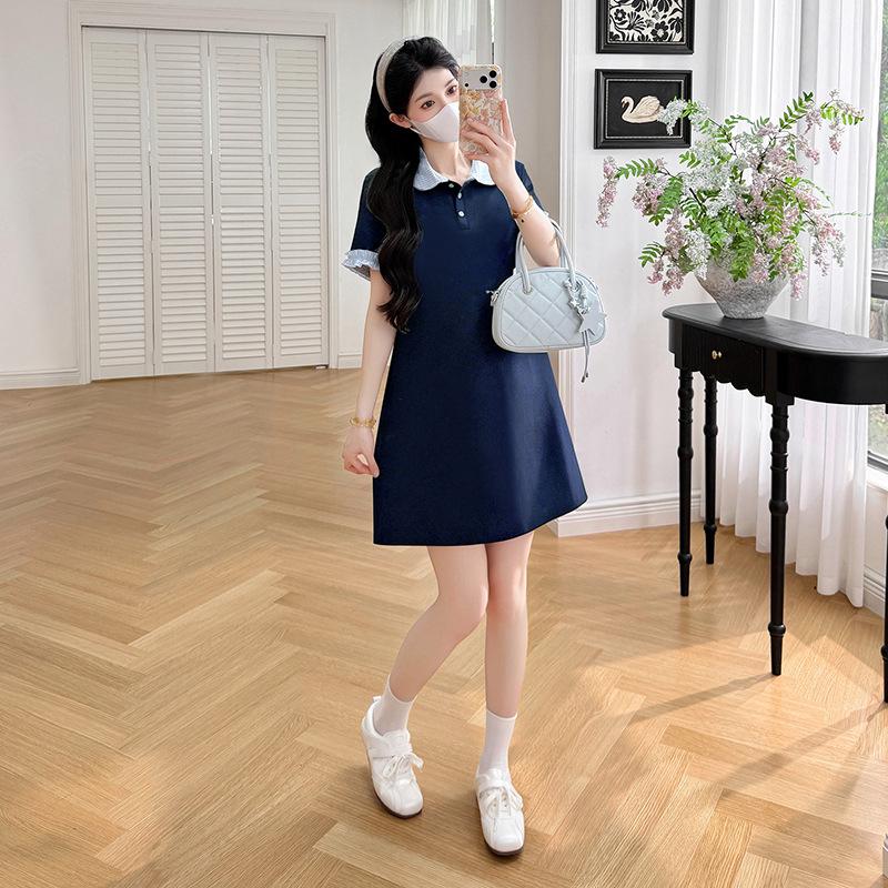 

Korean Style Lapel Casual Maternity Dress for Petite - Summer 2026 Collection 2XL королівський синій колір