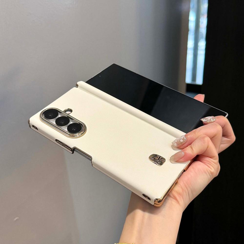 Luksusowe Biznesowe Skórzane PU Platerowane Skórzane Wygodne Etui na Telefon dla Samsunga Galaxy Z Fold 7 Zawias Odporne na Wstrząsy Ochronne Tylne Etui