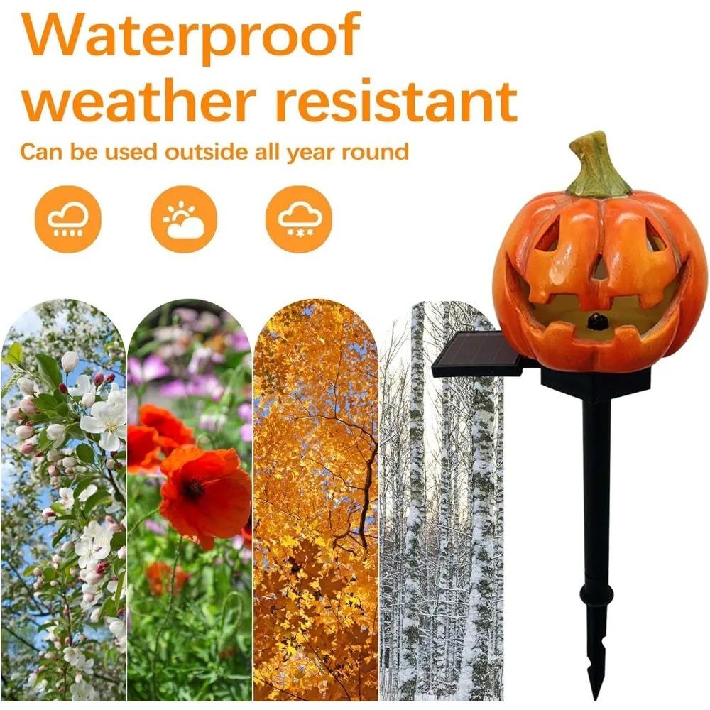 1 Pcs Halloween Pumpkin Pathway Solar Lights Lantern Stake Lights for Outdoor Halloween Decorations Yard Display Porch Decor