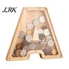 Piggy Bank with Clear Window Wooden Window, A-Z Letter Coin Cash Burr-free Container for Kids Adults, Unbreakable Money Saving Box Decoration Children