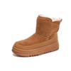 Leather wool snow boots women's 2025 winter new thick-soled heightening women's boots thermal velvet boots casual cotton boots