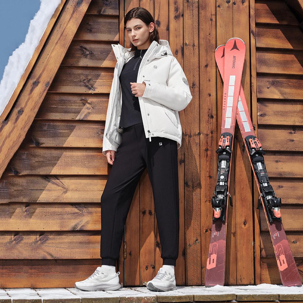 Fila Fleece Loose Hooded Warm Long Sleeve Down Jacket Women Outerwear A51W541902F-IV