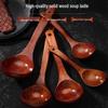 Large Solid Wood Soup and Porridge Ladle with Long Handle, Non-stick Pan Safe.
