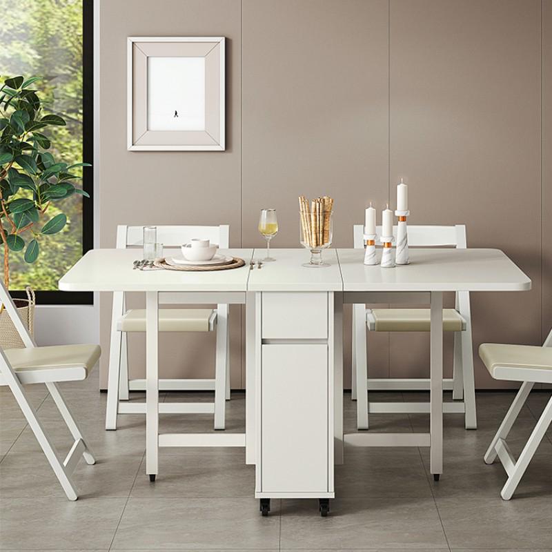 Zhigong Solid Wood Folding Dining Table and Chair Set for Apartments - Multifunctional, Movable Home Furniture