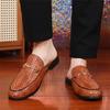 Fashion New Men Half Slippers Loafers Male Casual Woven Pattern Black Brown White Mules Moccasins Breathable Driving Shoes