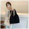 Wrinkle Design Nylon Bucket Bag Open Top Shoulder Crossbody Purse for Women