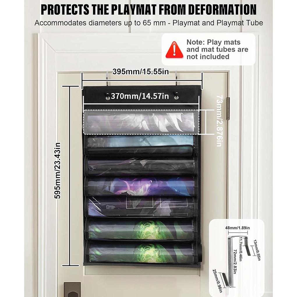 Speelmat Houder, Speelmat Buis Opbergtas voor MTG met 2 Haken, Past op 12+1 Kaartspel Speelmatten met Transparante Plastic Sleuven, Poort