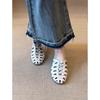 Niche design sense woven hollow Roman cool slippers women's 2025 new versatile one-pedal with skirt slippers