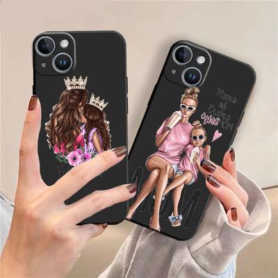 Frau Mode mädchen Super Mom baby Fall Funda für iPhone 7 8 6S SE 11 Pro Max 12 XR XS X 14 Plus 13 Mini Matte TPU Soft Cover