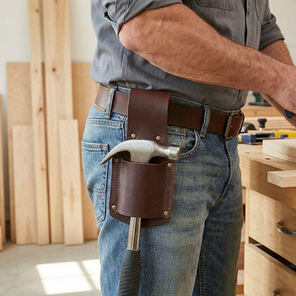 Case Cover Durable Hammer Holder Black Brown Leather Tool Organizers Handy Design Tool Pliers Holder Waist Bag